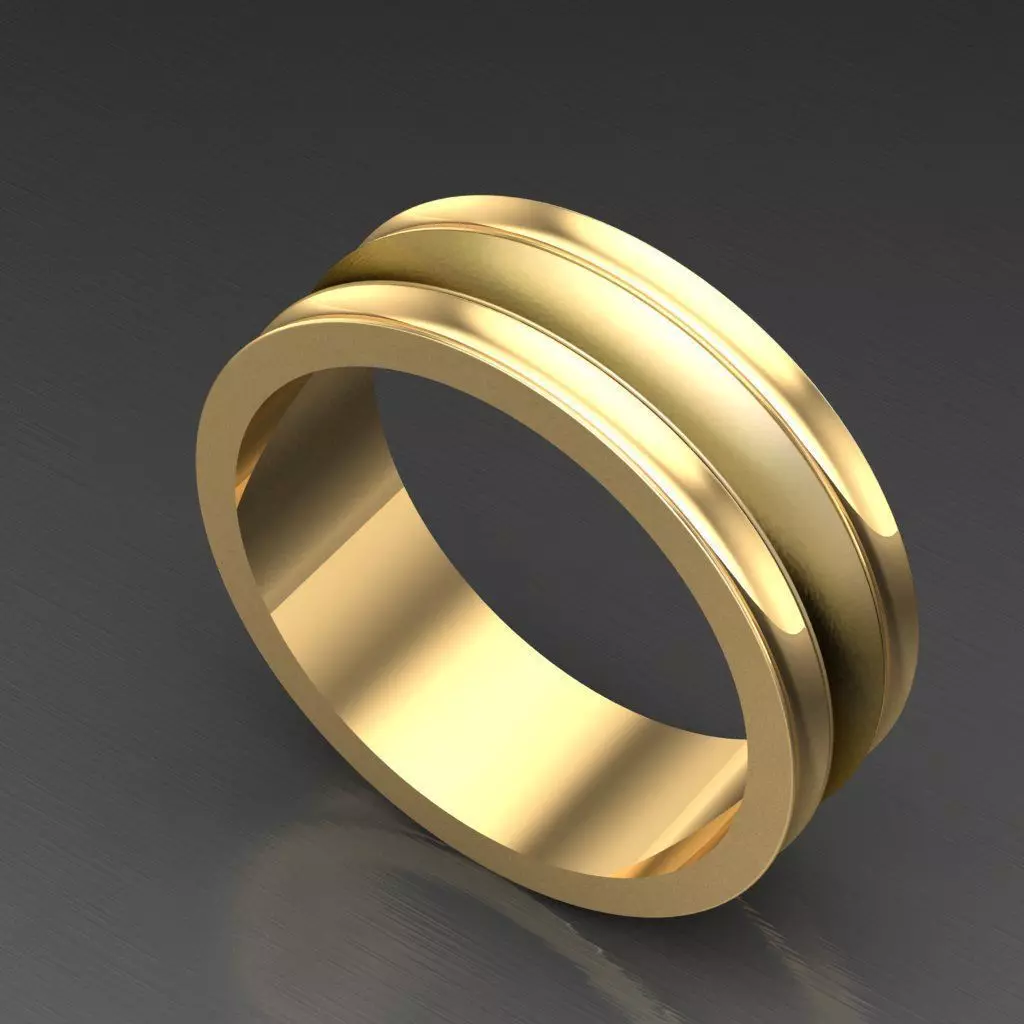 Light Gold Diamond Men Ring 2MR072 3D model_0