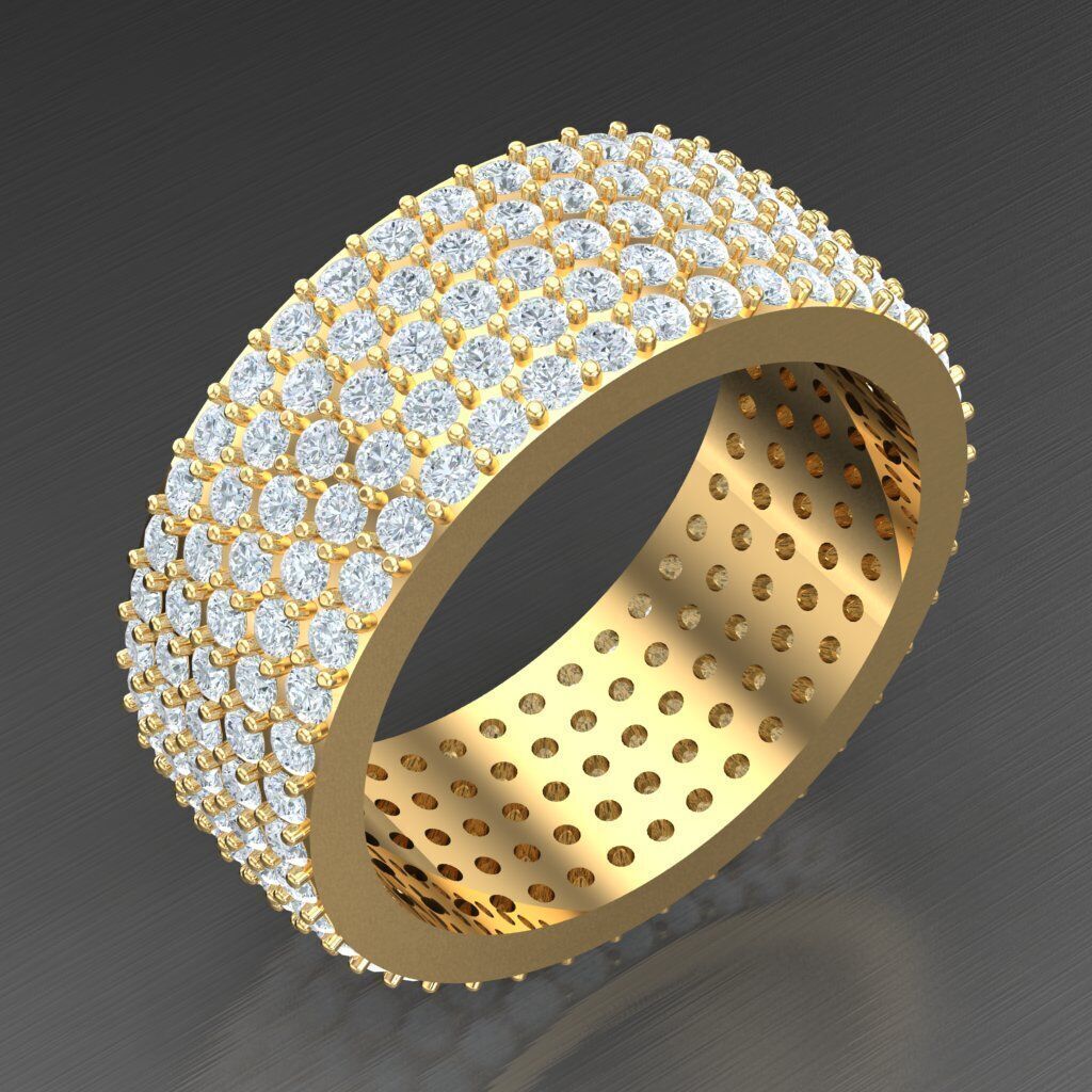 Light Gold Diamond Men Ring 2MR077 3D model_1