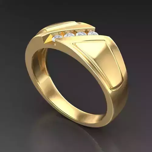 Light Gold Diamond Men Ring 2MR081