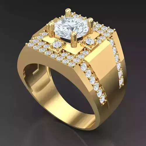 Light Gold Diamond Men Ring 2MR083