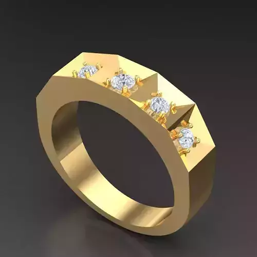 Light Gold Diamond Men Ring 2MR085