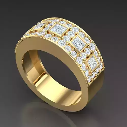 Light Gold Diamond Men Ring 2MR086