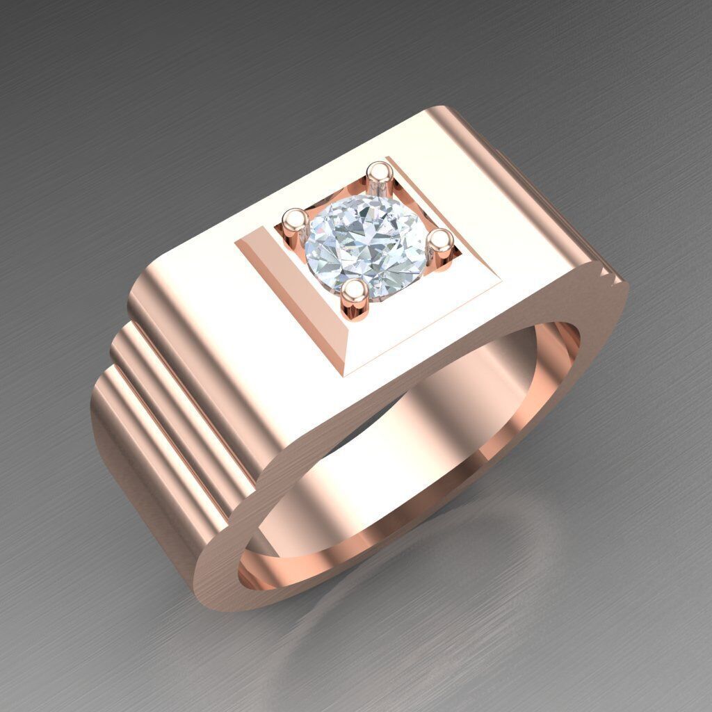 Light Gold Diamond Men Ring 2MR088 3D model_11