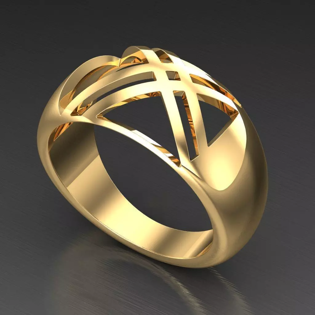 Light Gold Diamond Men Ring 2MR091 3D model