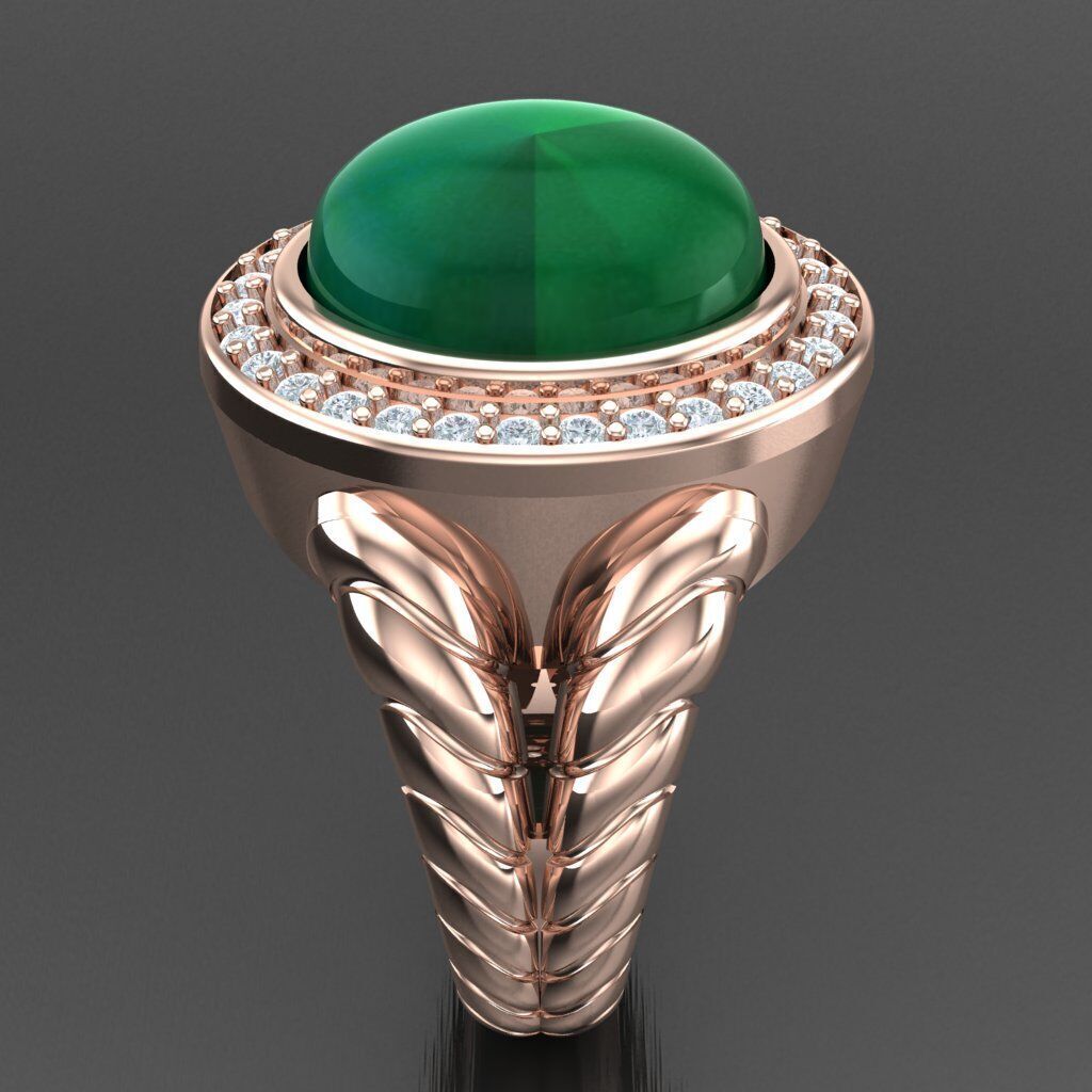 Light Gold Diamond Men Ring 2MR093 3D model_12