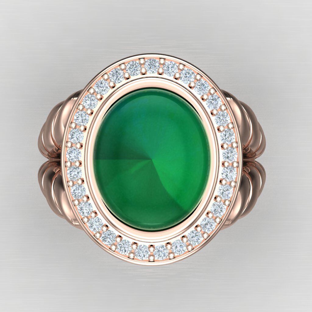 Light Gold Diamond Men Ring 2MR093 3D model_9