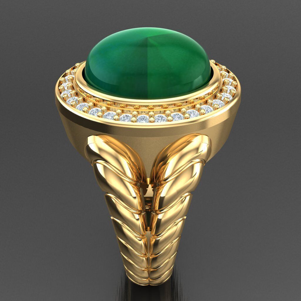 Light Gold Diamond Men Ring 2MR093 3D model_13