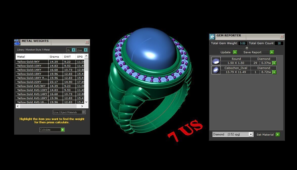 Light Gold Diamond Men Ring 2MR093 3D model_4