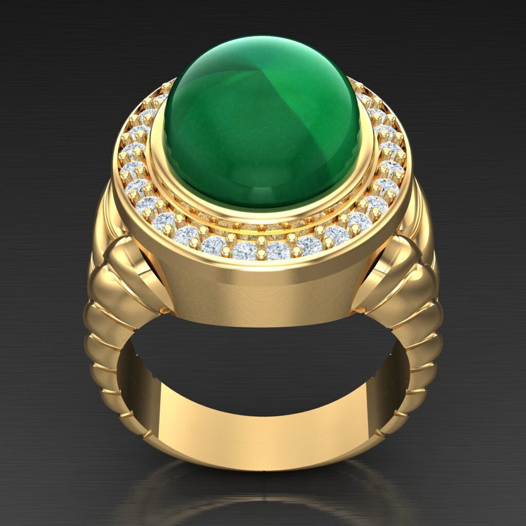 Light Gold Diamond Men Ring 2MR093 3D model_3