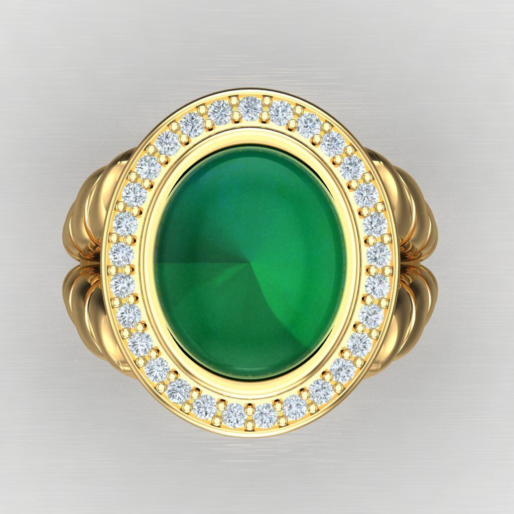 Light Gold Diamond Men Ring 2MR093 3D model_10