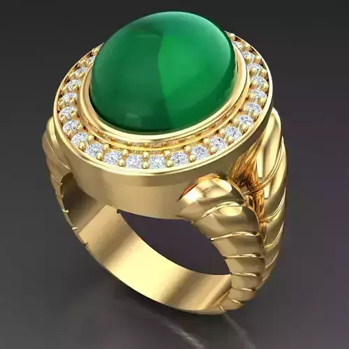 Light Gold Diamond Men Ring 2MR093