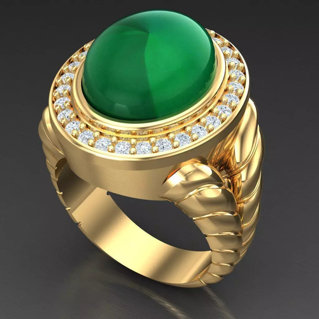 Light Gold Diamond Men Ring 2MR093 3D model_0