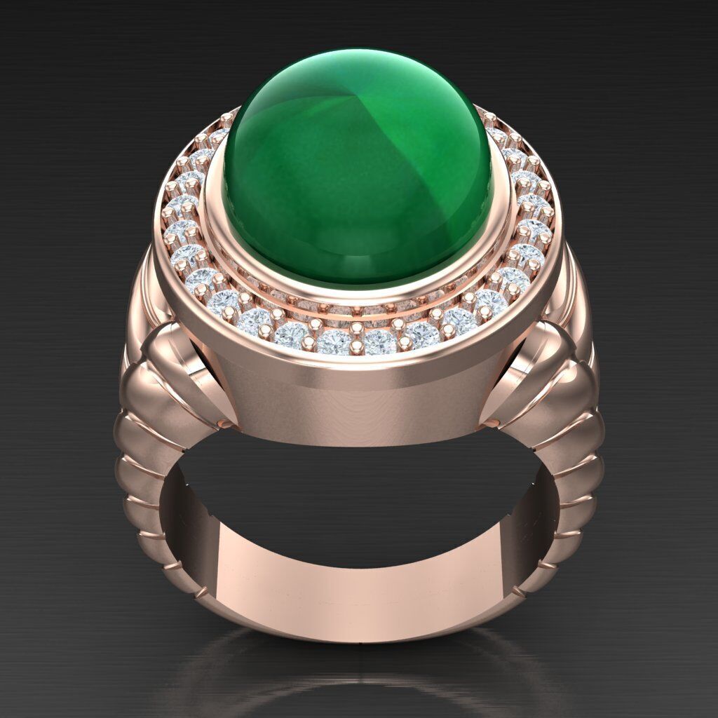 Light Gold Diamond Men Ring 2MR093 3D model_7