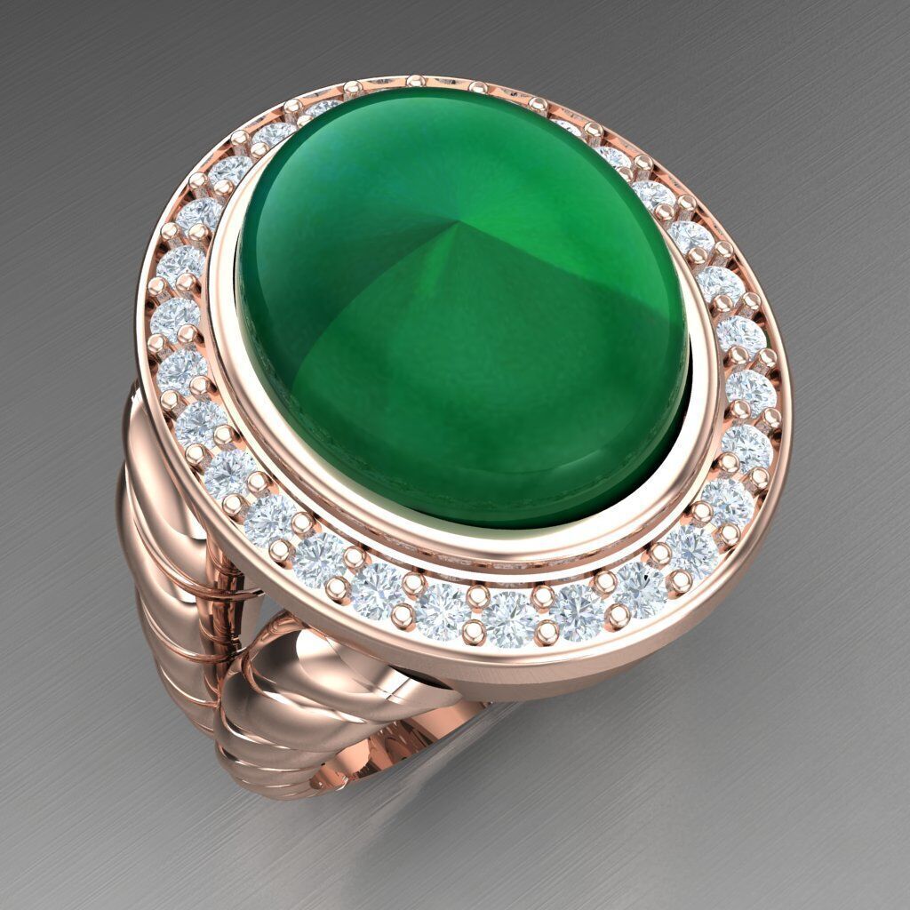 Light Gold Diamond Men Ring 2MR093 3D model_11