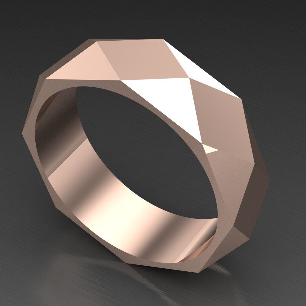 Light Gold Diamond Men Ring 2MR096 3D model_7