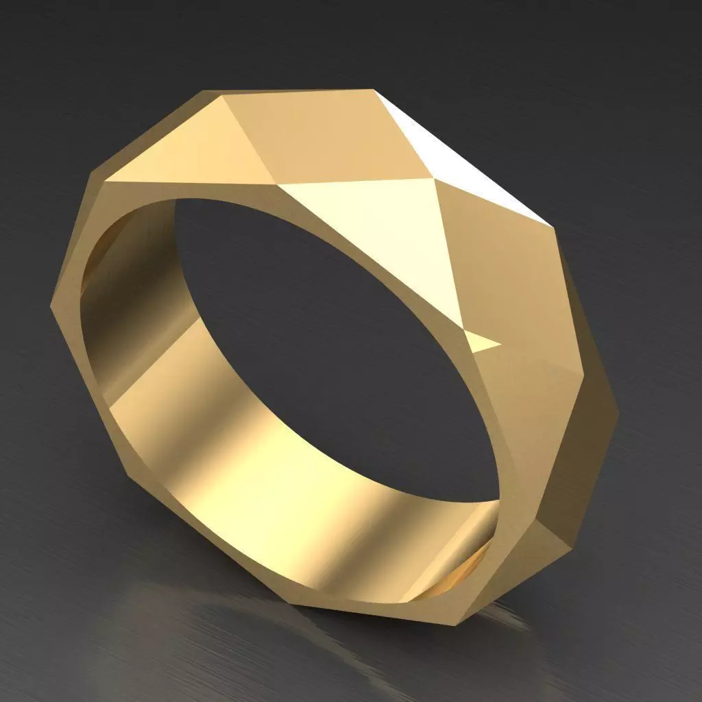 Light Gold Diamond Men Ring 2MR096 3D model_0