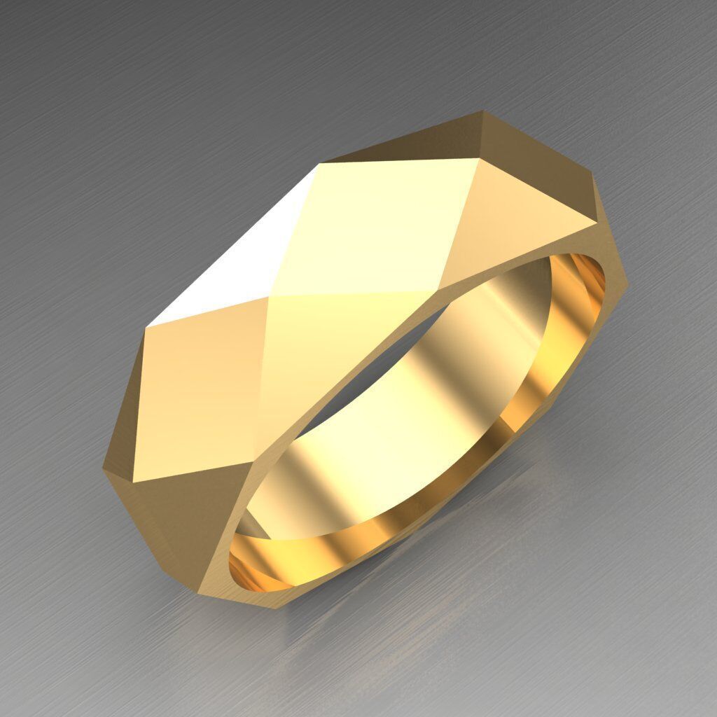 Light Gold Diamond Men Ring 2MR096 3D model_2