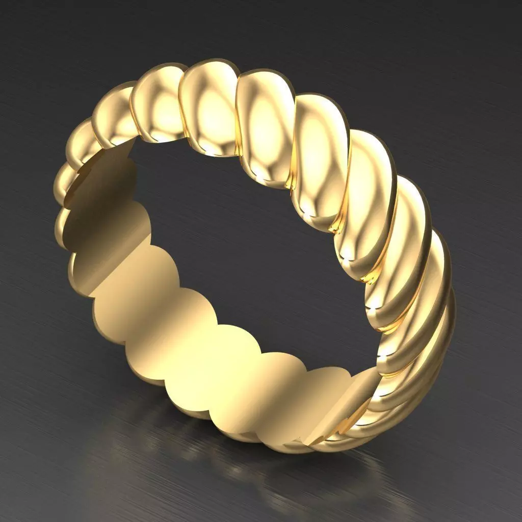 Light Gold Diamond Men Ring 2MR097 3D model