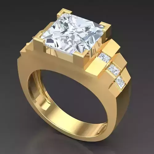 Light Gold Diamond Men Ring 2MR100 3D model