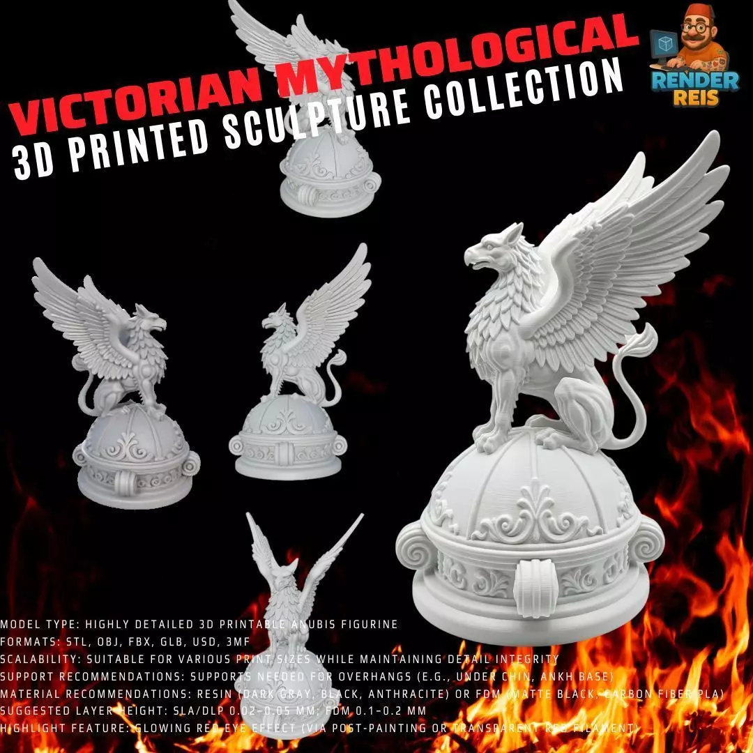 3D Printable Griffin Statue 3D model_0