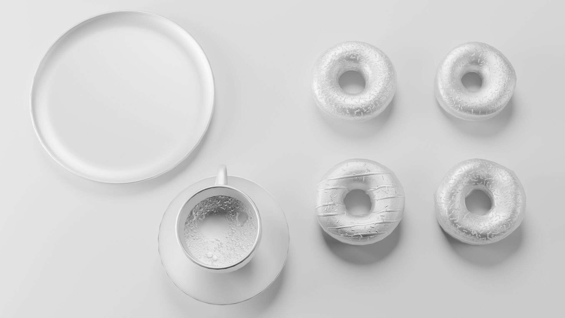 Coffee and Donuts Low-poly 3D model_14