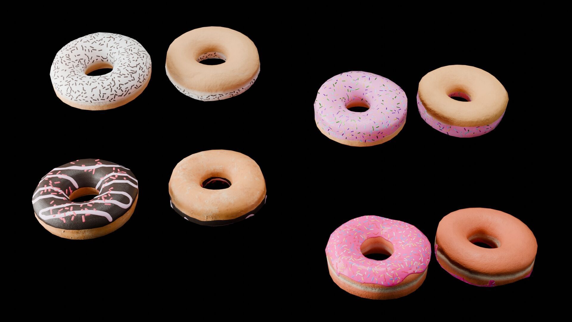 Coffee and Donuts Low-poly 3D model_3