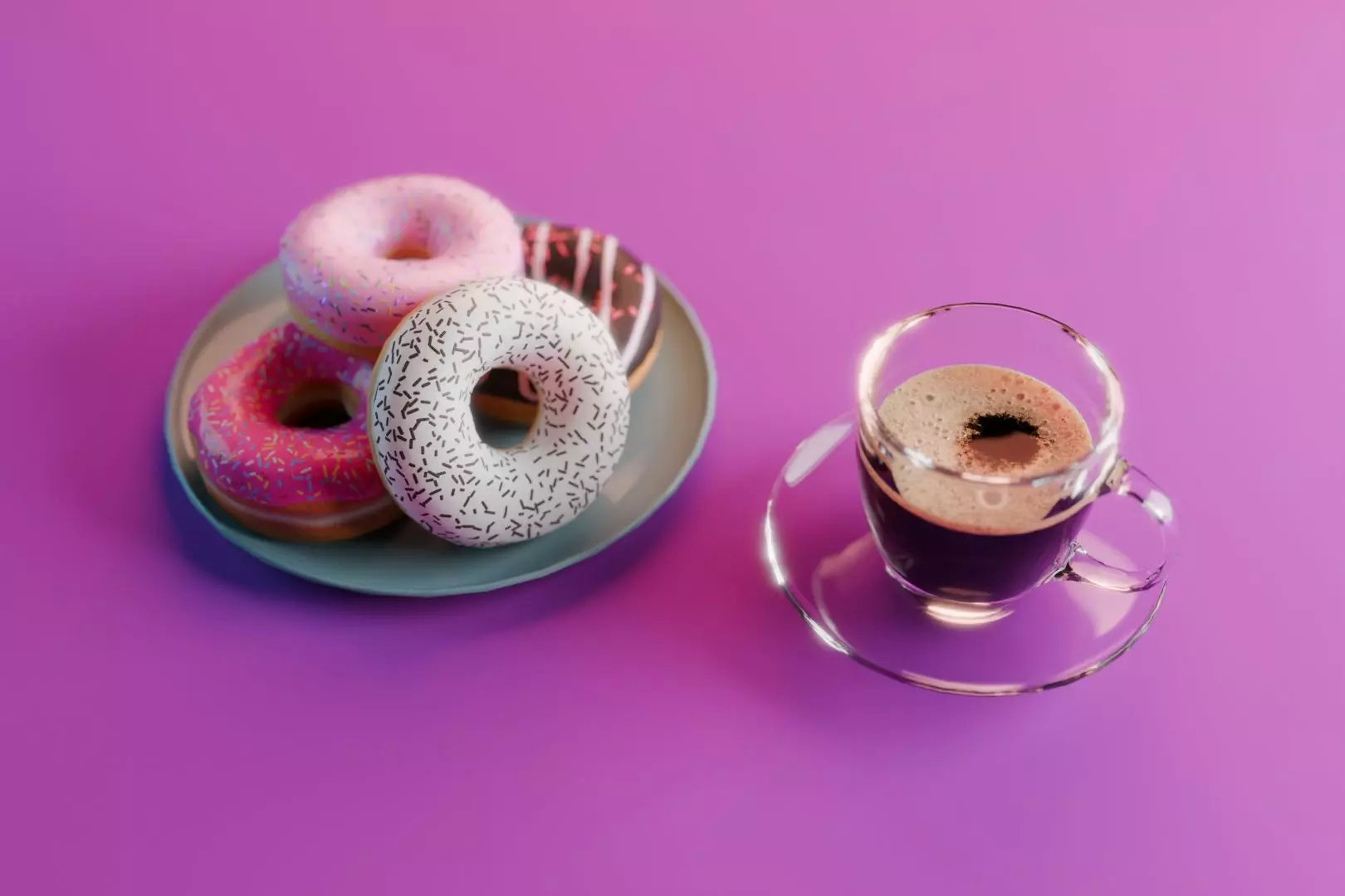 Coffee and Donuts Low-poly 3D model_0