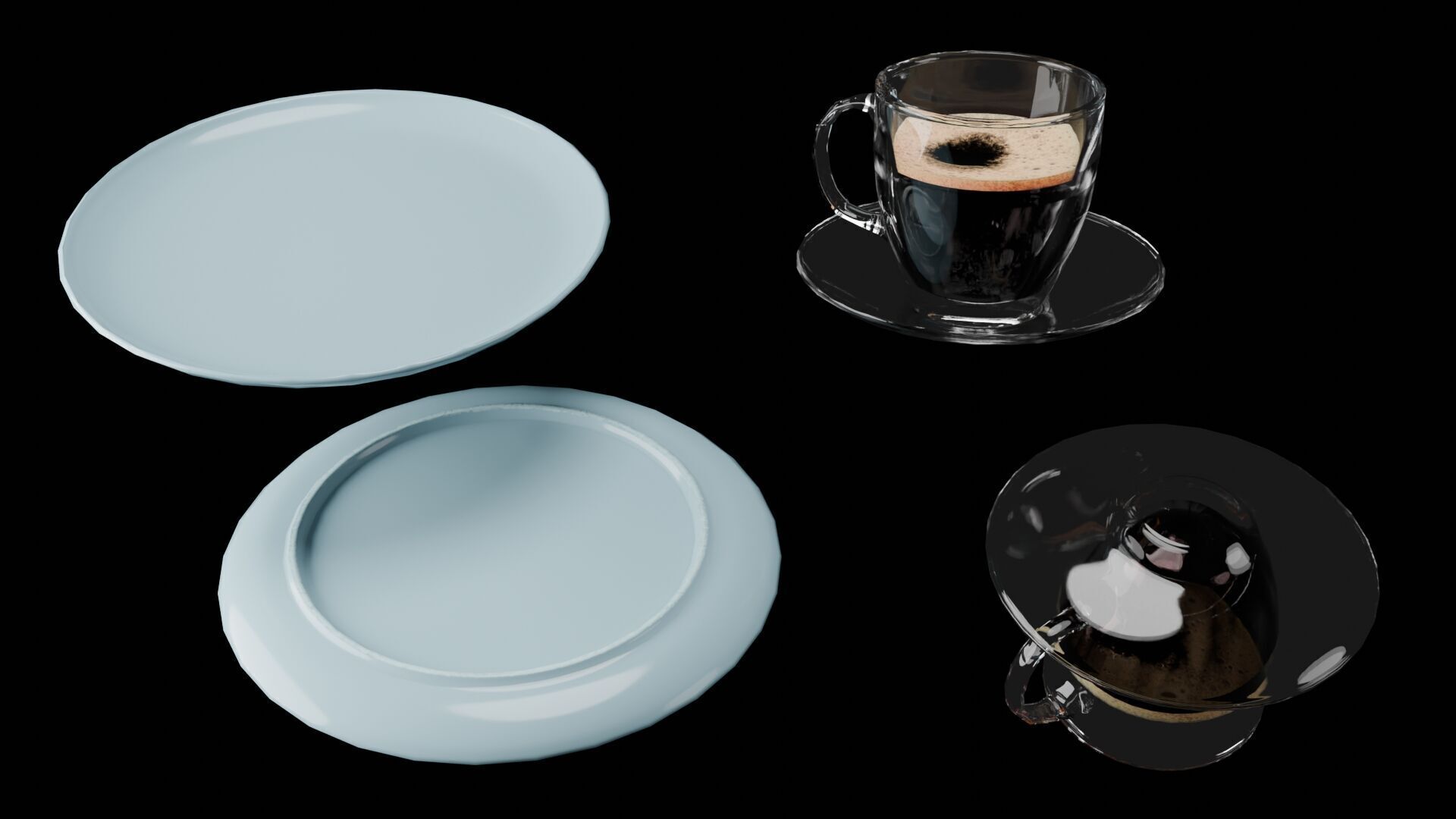 Coffee and Donuts Low-poly 3D model_4