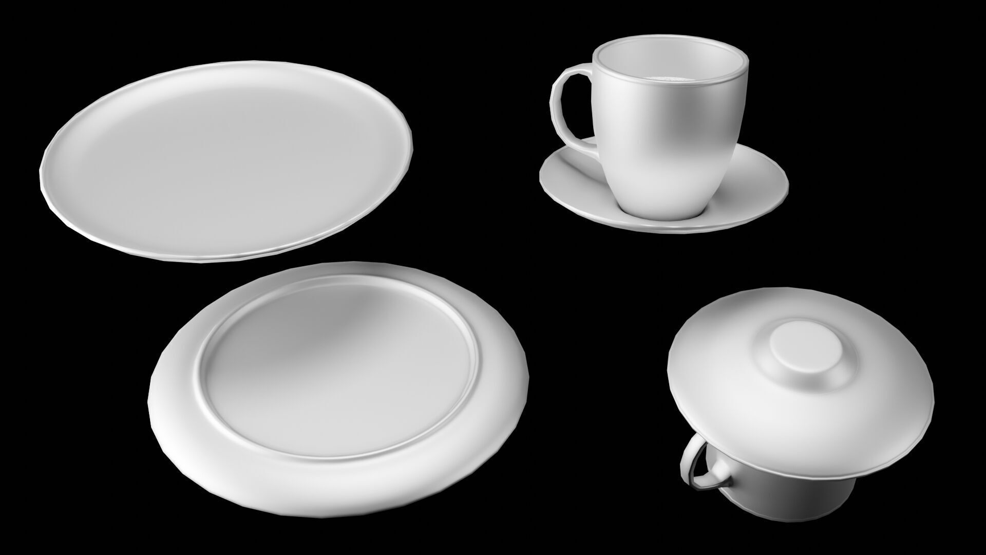 Coffee and Donuts Low-poly 3D model_16