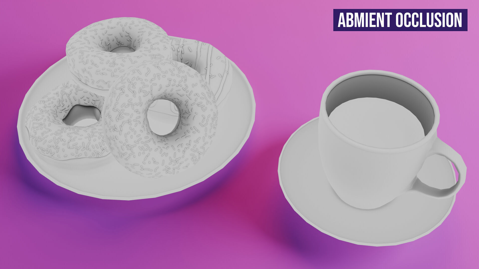 Coffee and Donuts Low-poly 3D model_22