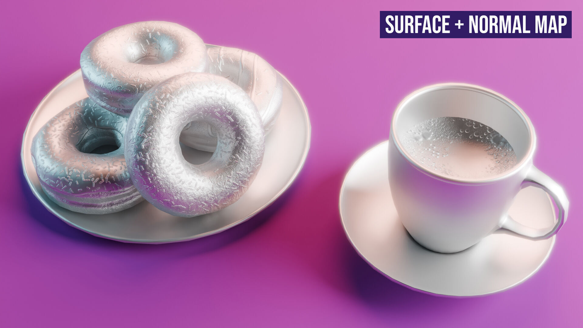 Coffee and Donuts Low-poly 3D model_13