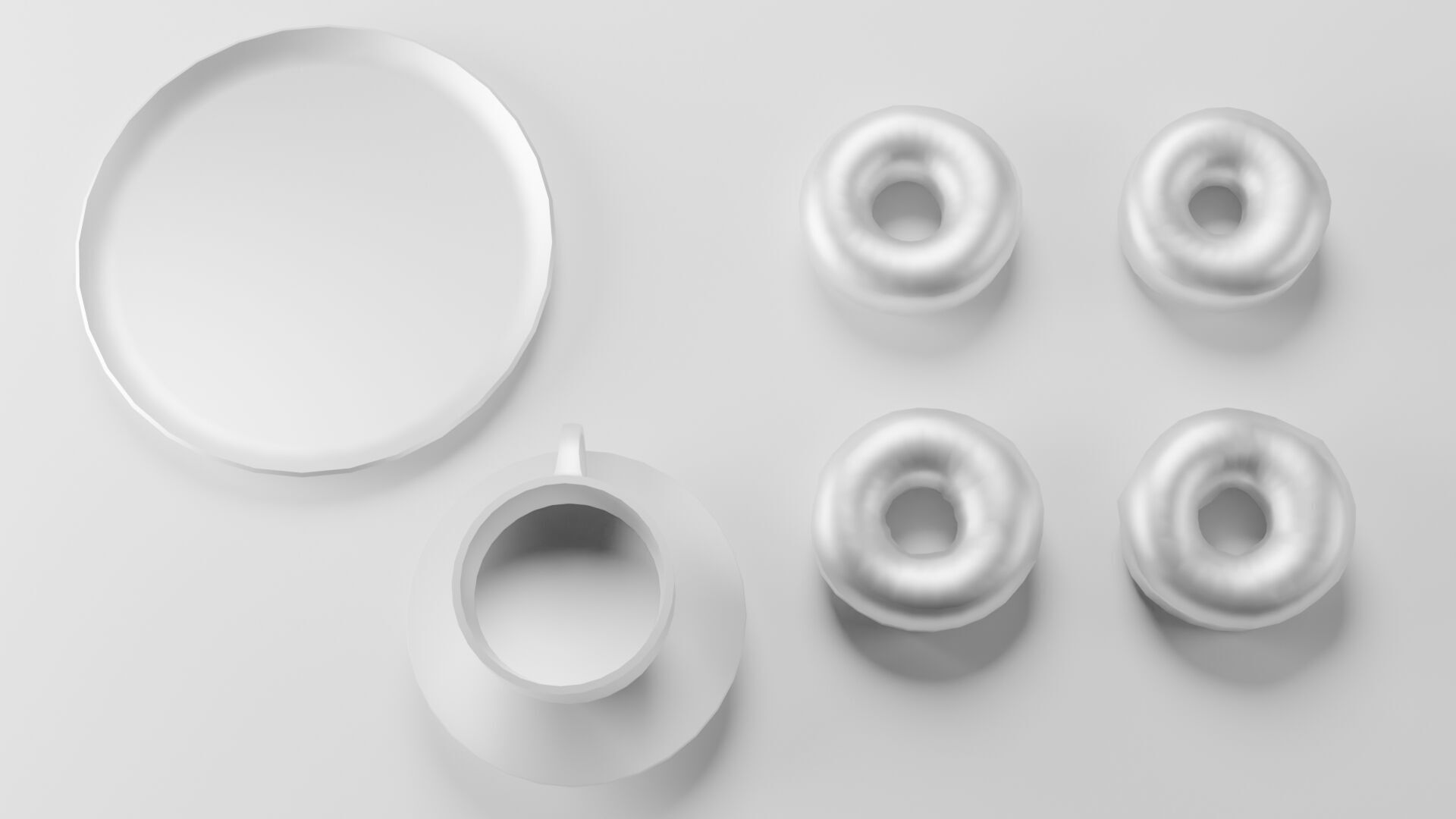 Coffee and Donuts Low-poly 3D model_10