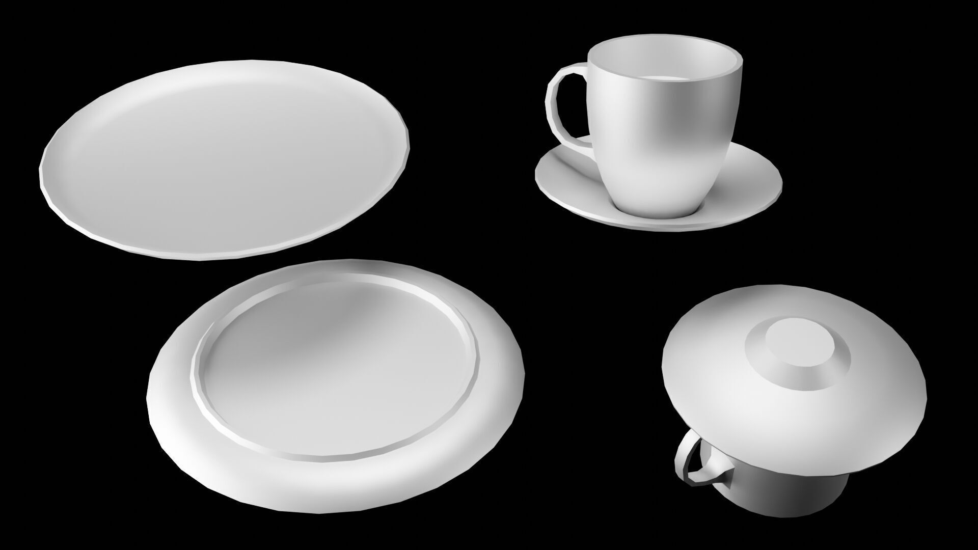 Coffee and Donuts Low-poly 3D model_12