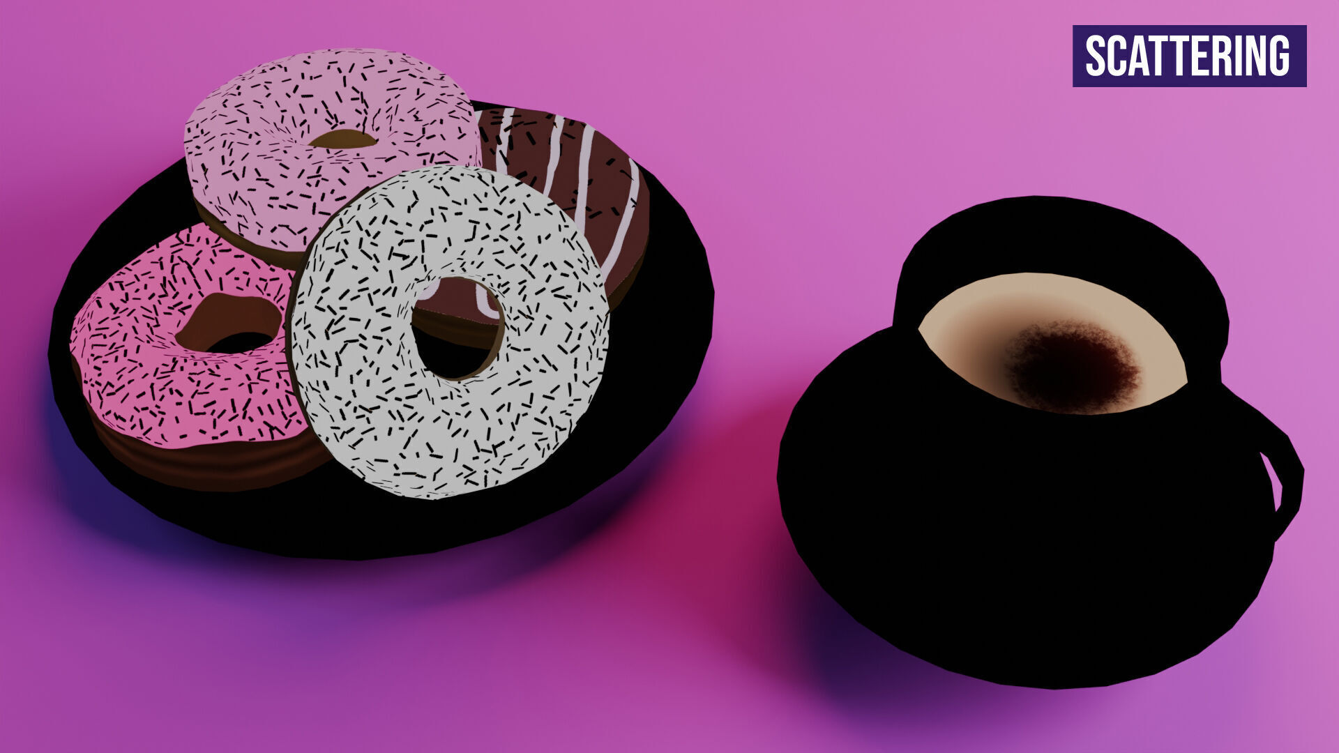 Coffee and Donuts Low-poly 3D model_27