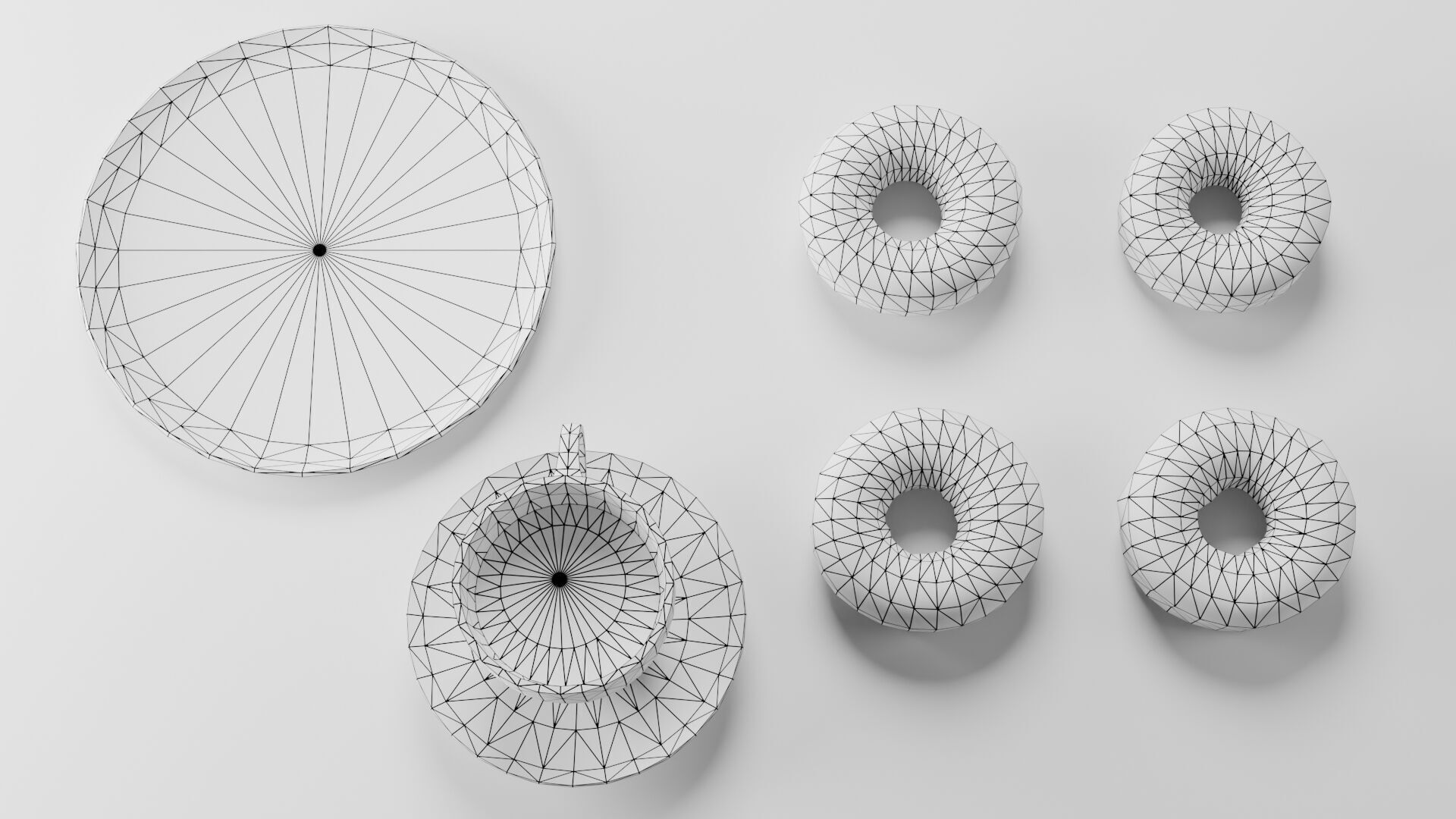 Coffee and Donuts Low-poly 3D model_6