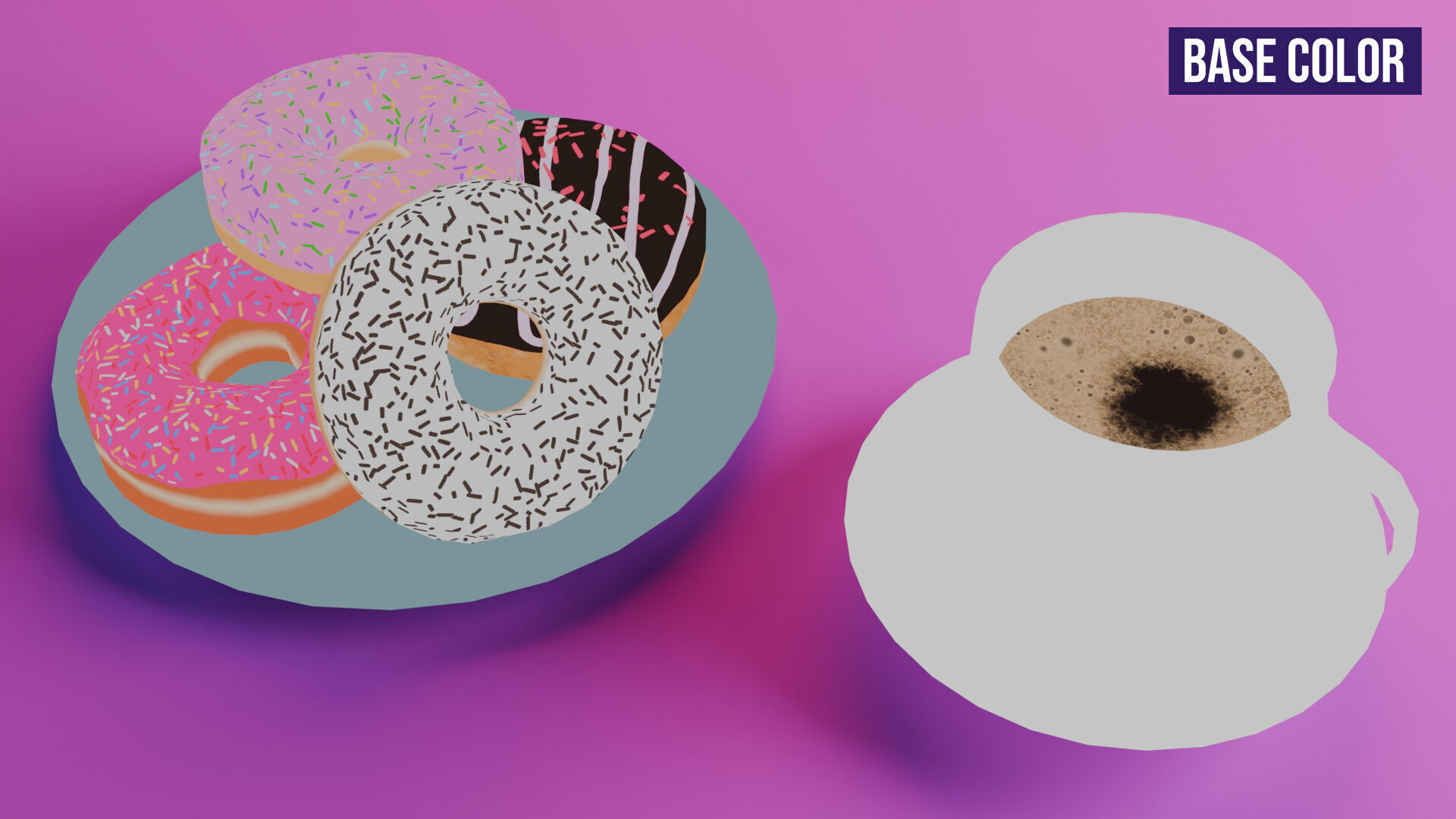 Coffee and Donuts Low-poly 3D model_21
