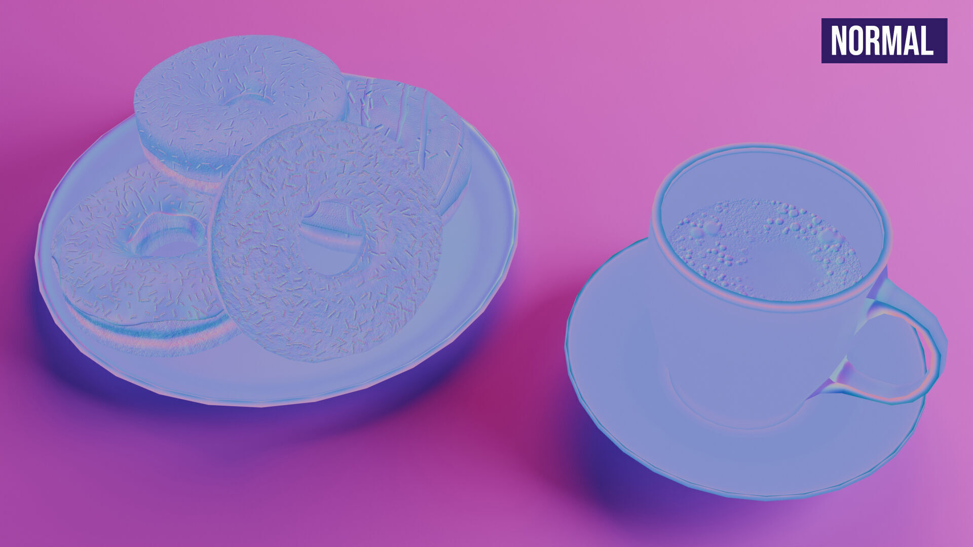 Coffee and Donuts Low-poly 3D model_25