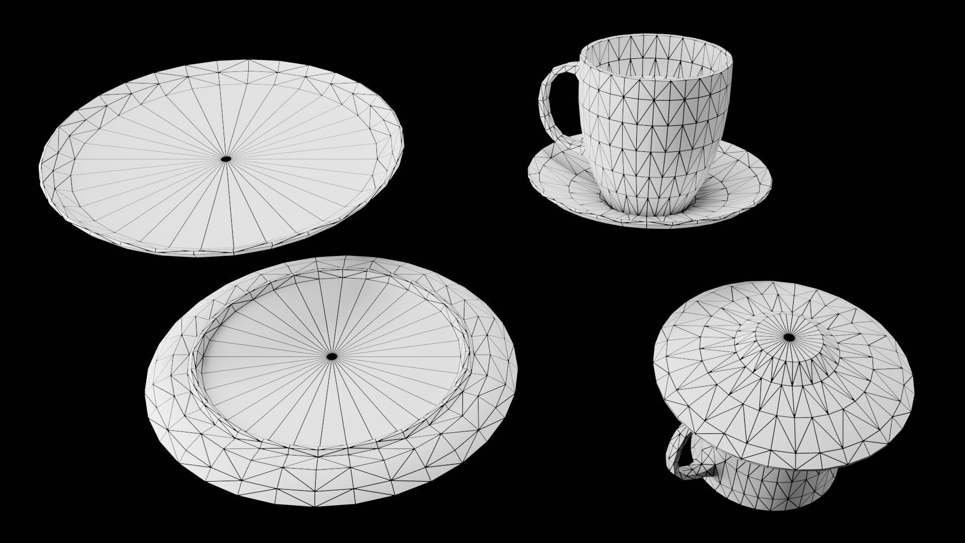 Coffee and Donuts Low-poly 3D model_8