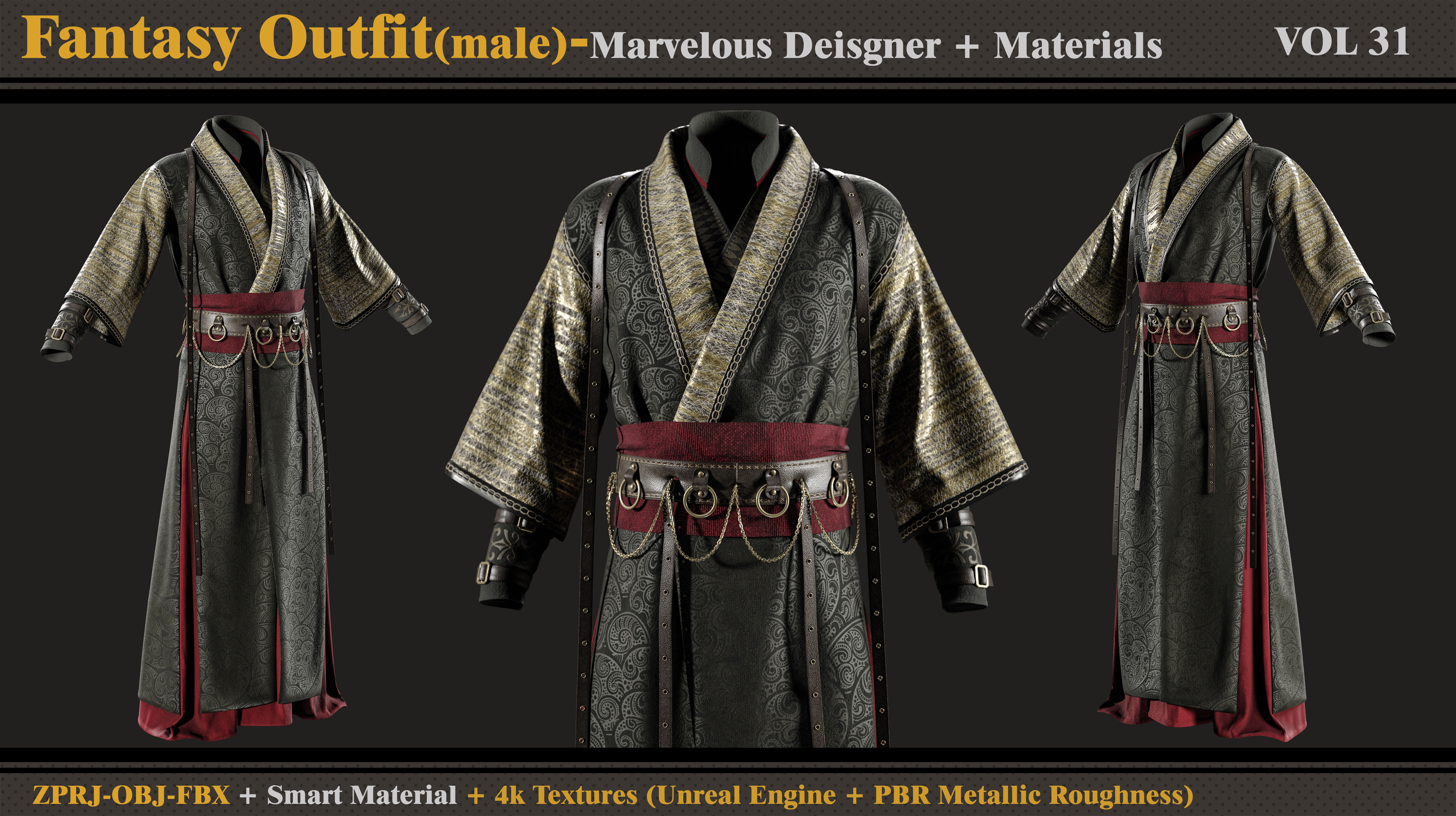Fantasy Outfit-MD-Clo3d-Smart Material-Textures-OBJ-FBX 3D model_2