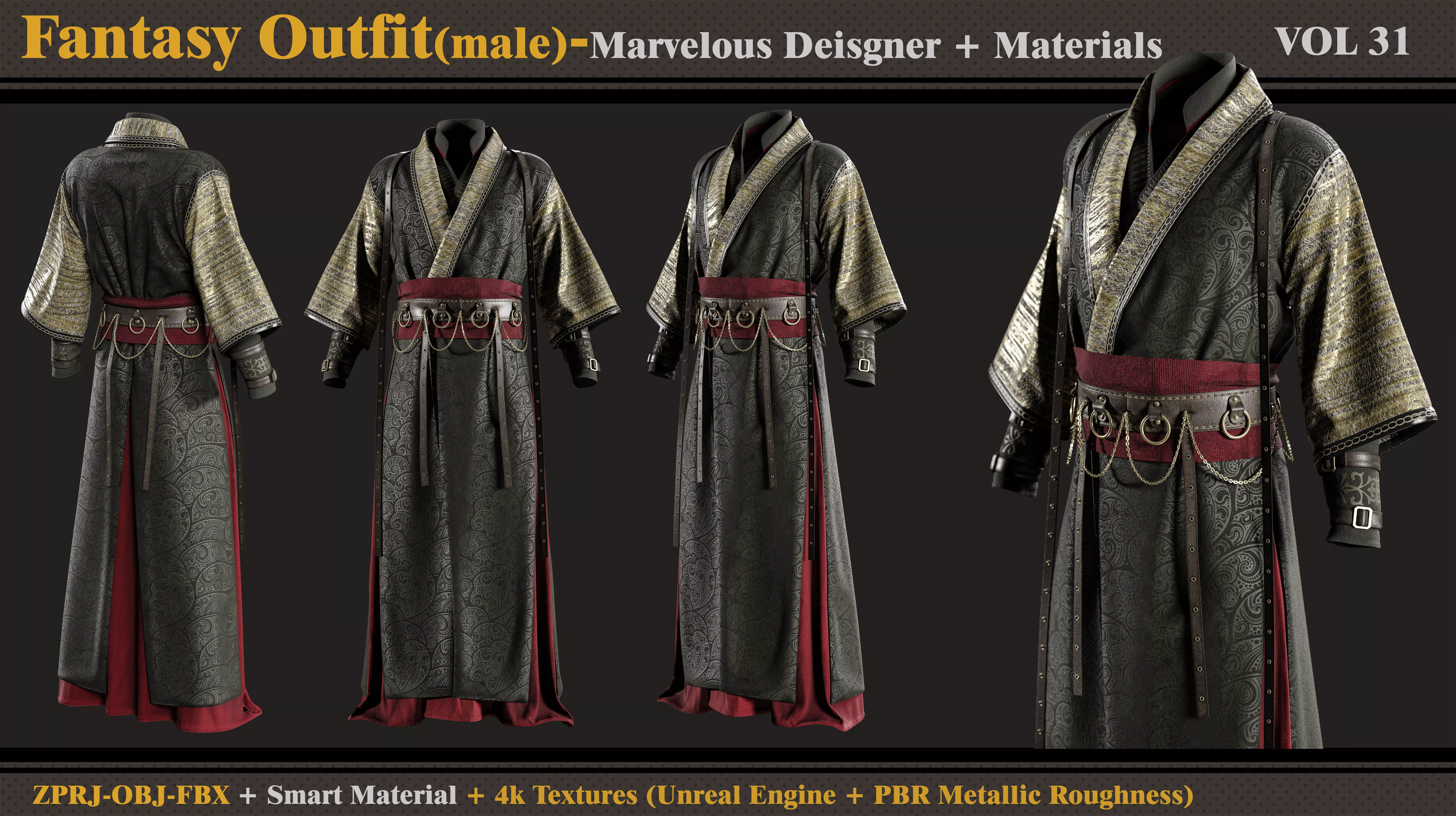 Fantasy Outfit-MD-Clo3d-Smart Material-Textures-OBJ-FBX 3D model_0