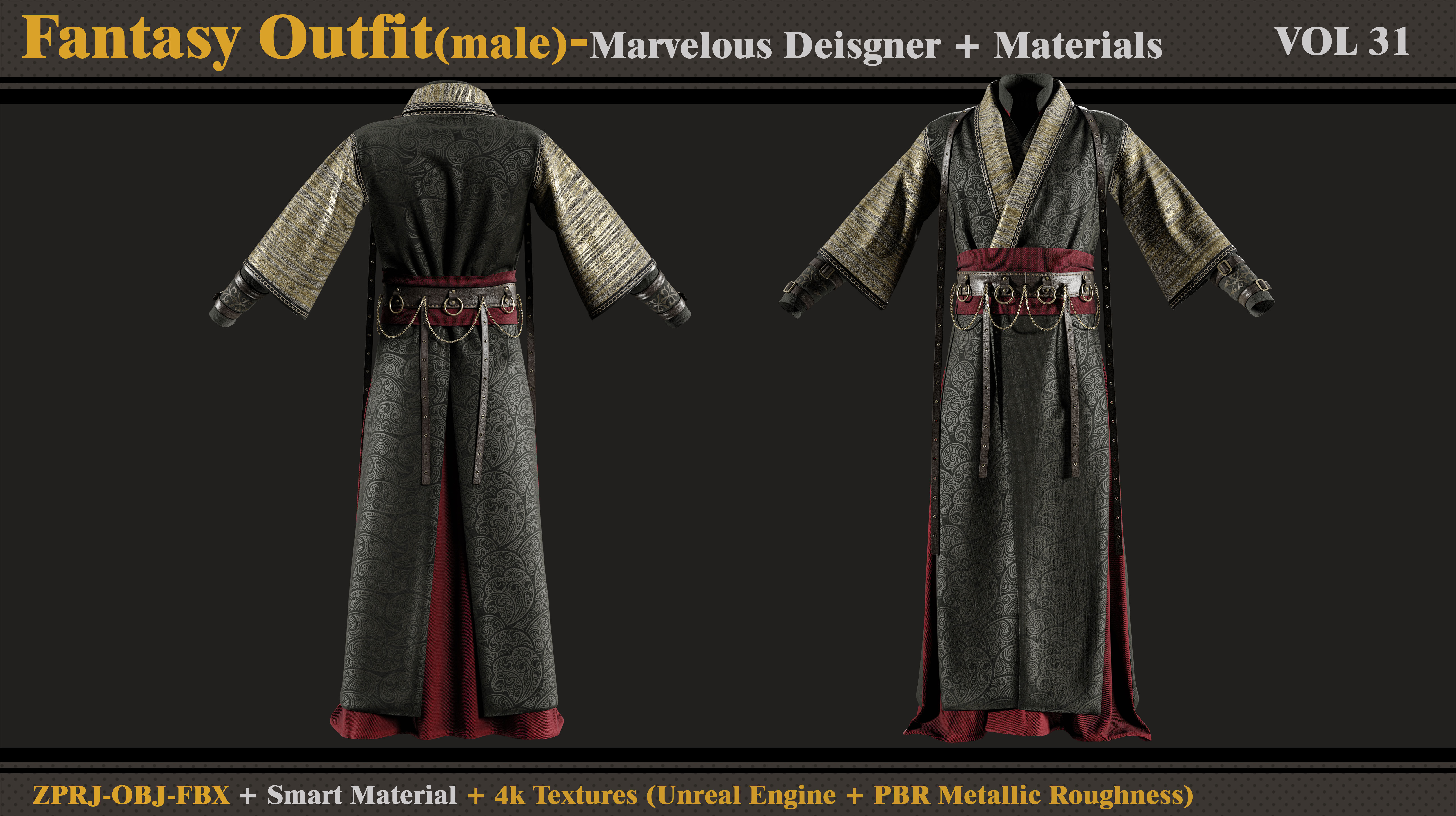 Fantasy Outfit-MD-Clo3d-Smart Material-Textures-OBJ-FBX 3D model_1