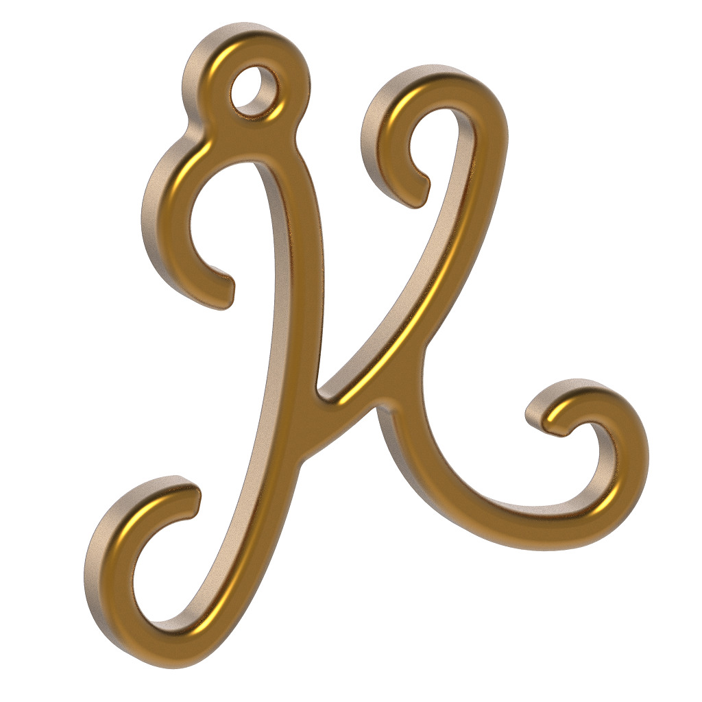 Stylish Pendant Letter K 3D print model_1
