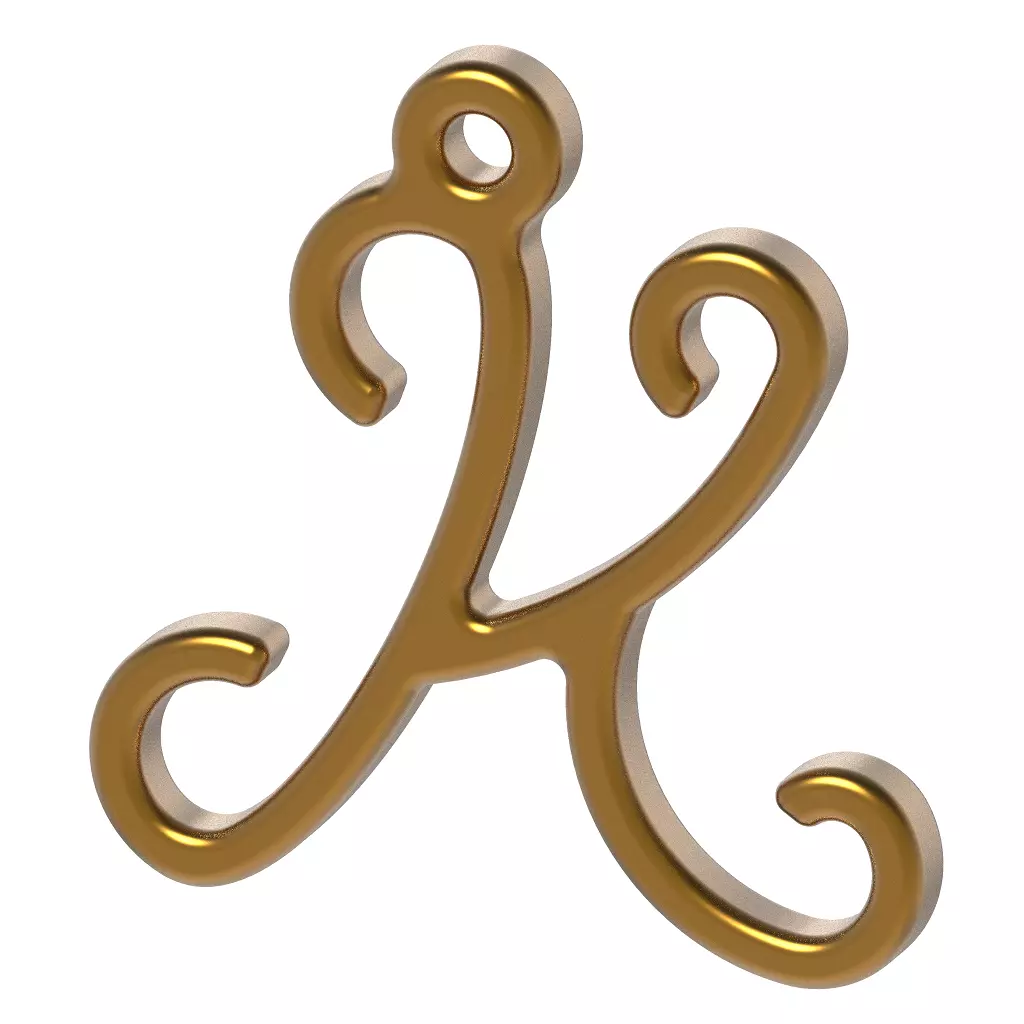 Stylish Pendant Letter K 3D print model_0