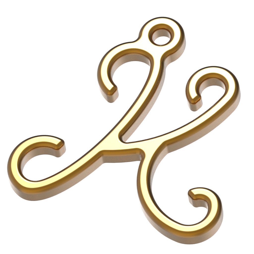 Stylish Pendant Letter K 3D print model_2
