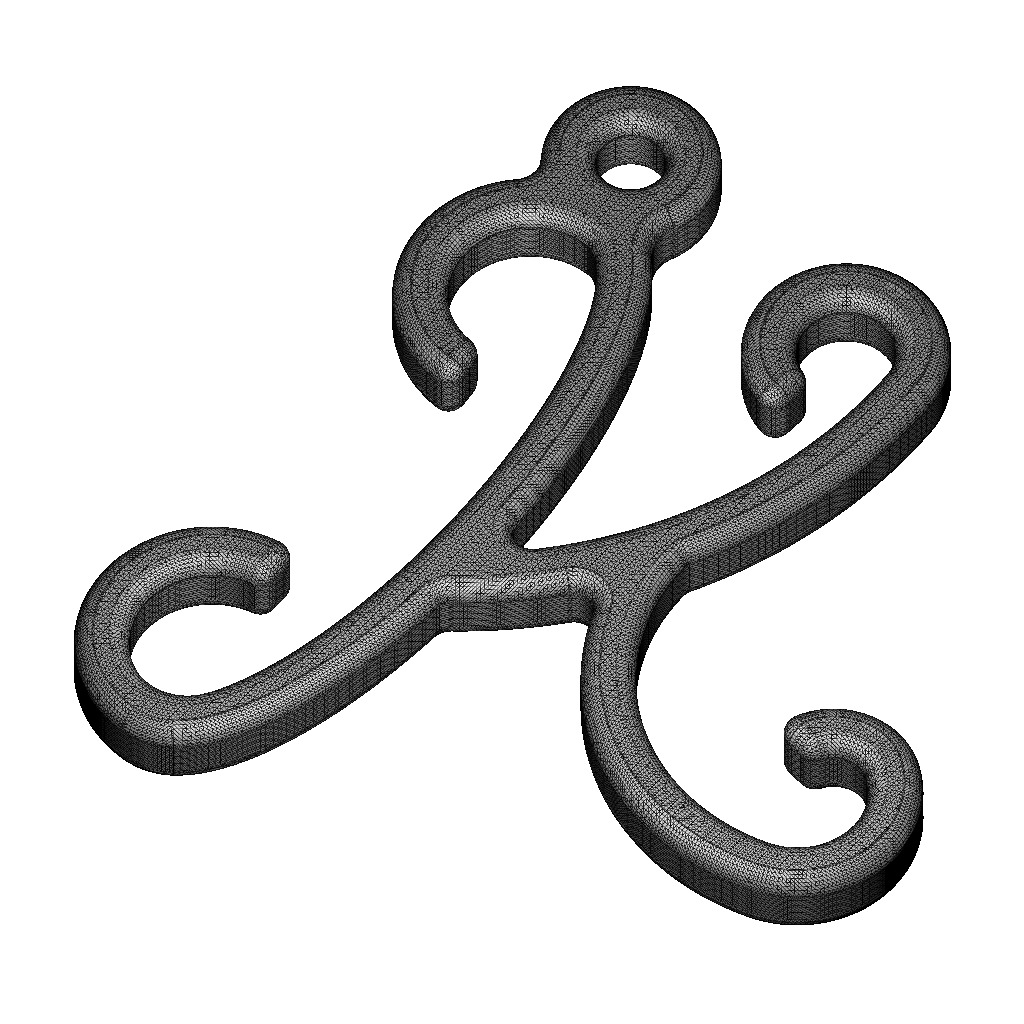 Stylish Pendant Letter K 3D print model_4