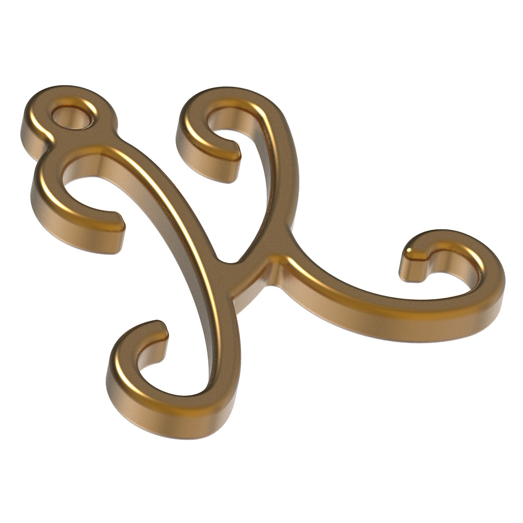 Stylish Pendant Letter K 3D print model_3