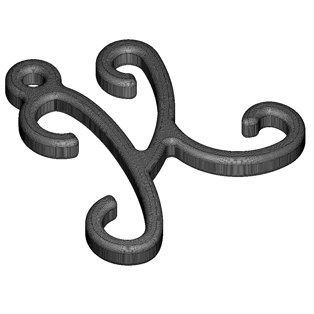 Stylish Pendant Letter K 3D print model_5