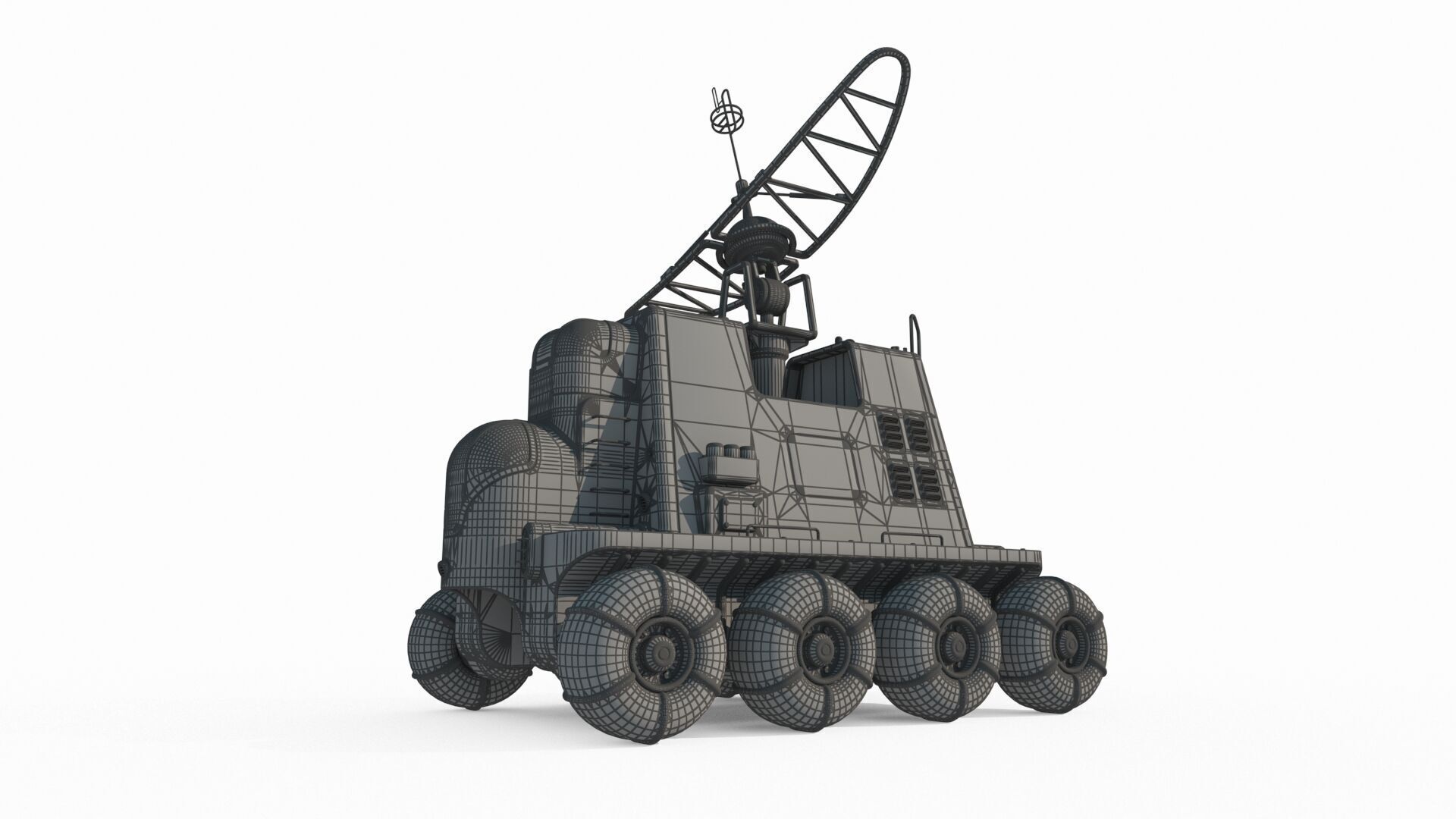 Future sci-fi retro mobile signal spacecraft 3D model_6