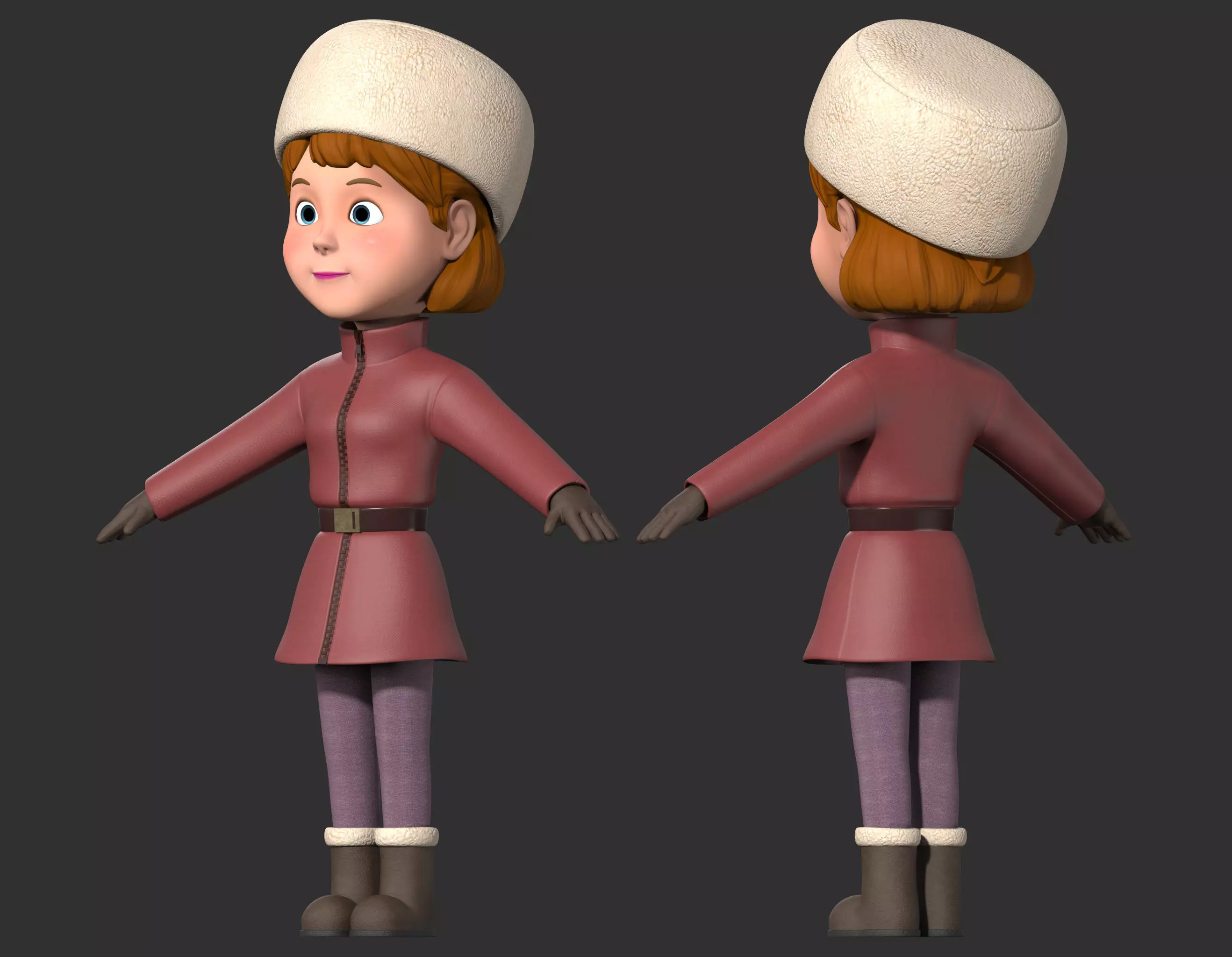 cartoon woman people winter clothing 3D model