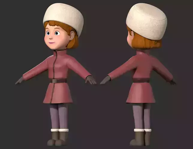 cartoon woman people winter clothing
